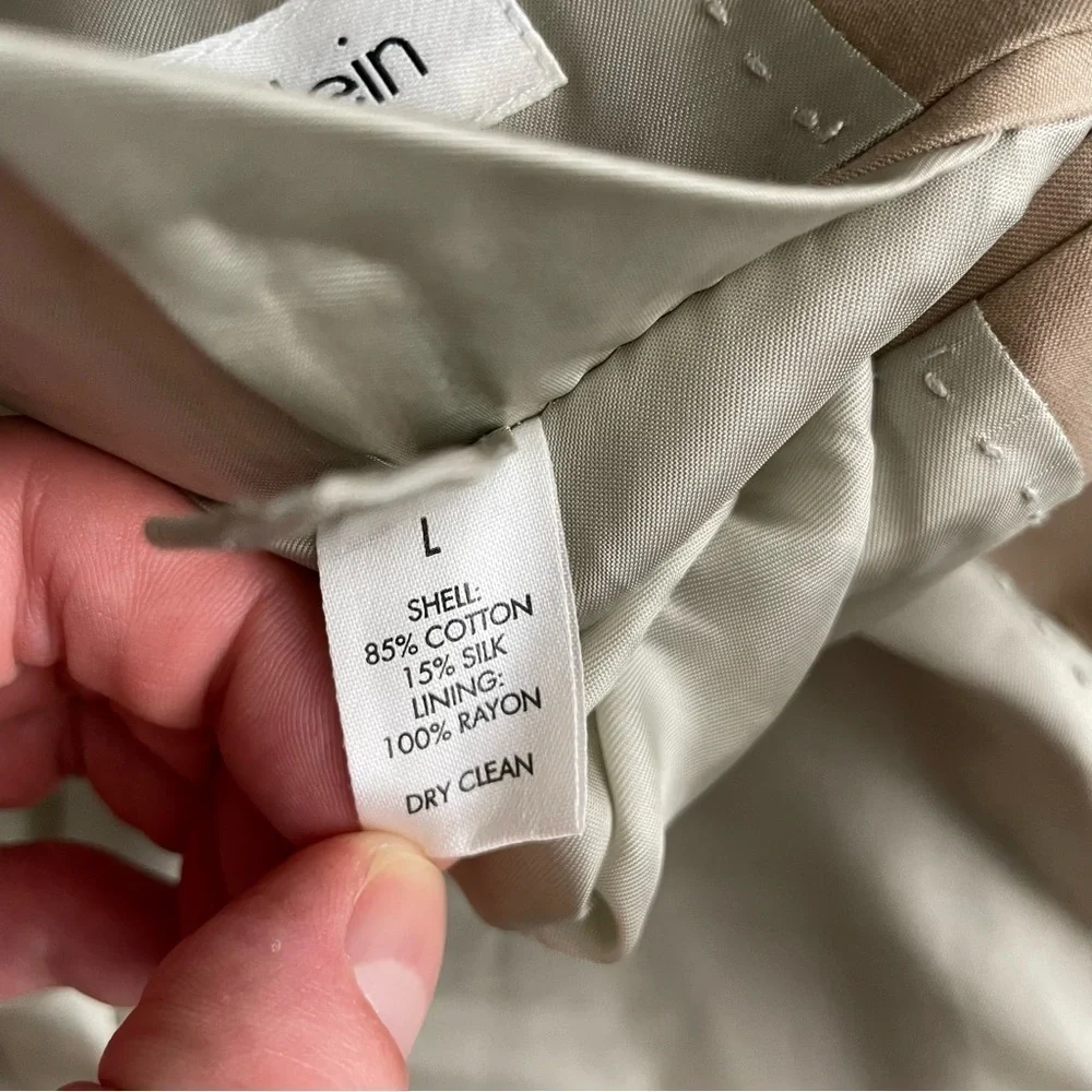 Calvin Klein Men’s Cotton Silk Blend Blazer Jacket Light Khaki Size Large New